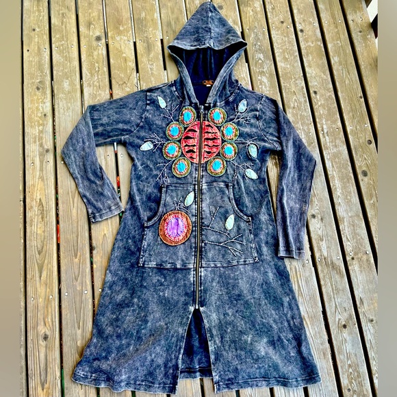 Rising International Jackets & Blazers - Rising International Long Embroidered Boho Jacket